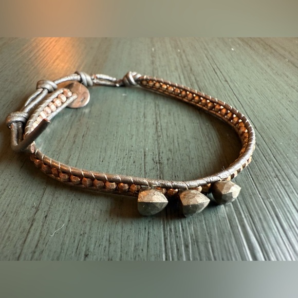 Chan Luu Leather Pyrite Adjustable Bracelet - Picture 1 of 7